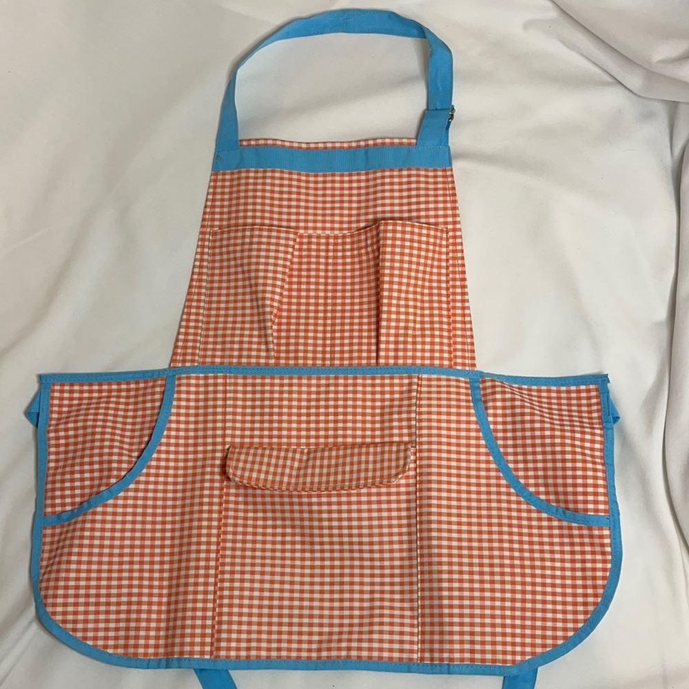LIQUIDATION SALE Kids Orange Gingham Waterproof Apron Costume